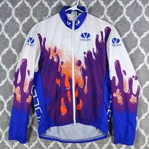 Voler Cycling Windbreaker Men XS Blue Purple Splatter Graphic Zip Up Jacket VTG